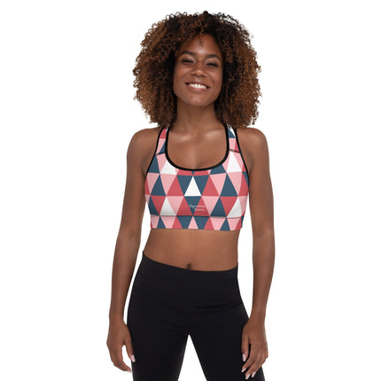 Pink Geometric Padded Sports Bra - Trump Tees