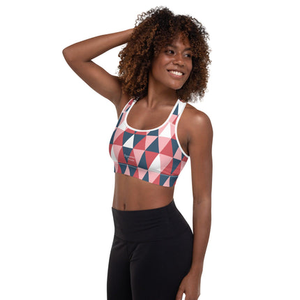 Pink Geometric Padded Sports Bra - Trump Tees