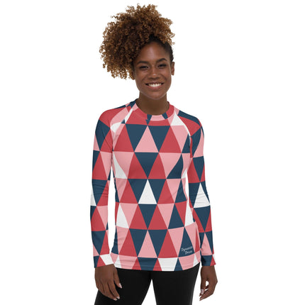 Pink Geometric Women's Rash Guard - Trump Tees