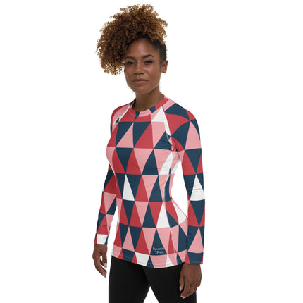 Pink Geometric Women's Rash Guard - Trump Tees