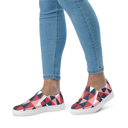 Pink Geometric Women’s slip - on canvas shoes - Trump Tees