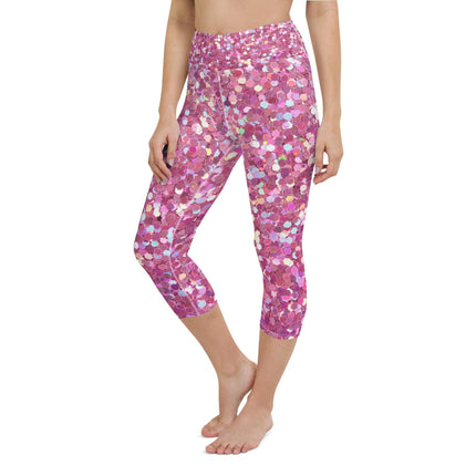 Pink Glitter Yoga Capri Leggings - Trump Tees