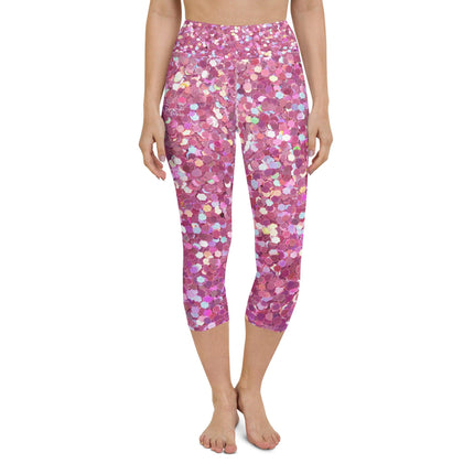 Pink Glitter Yoga Capri Leggings - Trump Tees