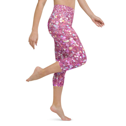 Pink Glitter Yoga Capri Leggings - Trump Tees