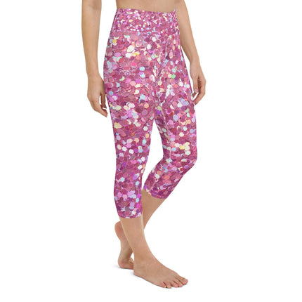 Pink Glitter Yoga Capri Leggings - Trump Tees