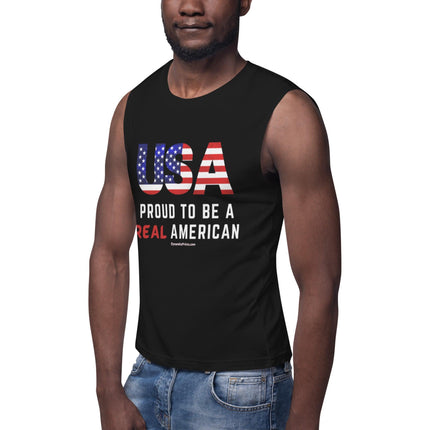 Proud To Be A Real American Muscle Shirt - Trump Tees