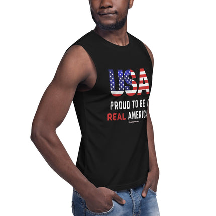 Proud To Be A Real American Muscle Shirt - Trump Tees