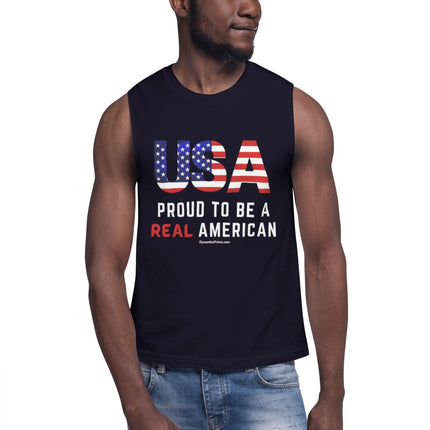 Proud To Be A Real American Muscle Shirt - Trump Tees