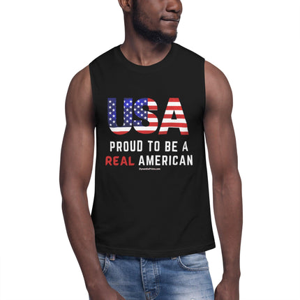 Proud To Be A Real American Muscle Shirt - Trump Tees