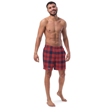 Red & Blue Plaid Men's Boardshorts - Trump Tees