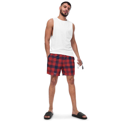 Red & Blue Plaid Men's Boardshorts - Trump Tees