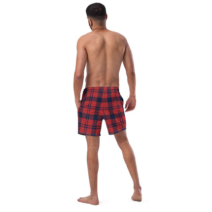 Red & Blue Plaid Men's Boardshorts - Trump Tees