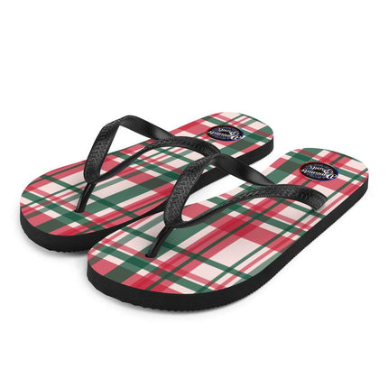 Red & Green Plaid Flip - Flops - Trump Tees