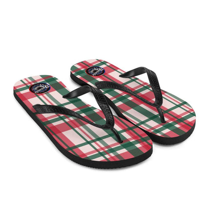 Red & Green Plaid Flip - Flops - Trump Tees