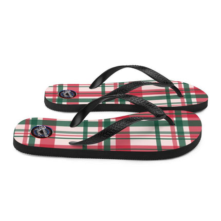 Red & Green Plaid Flip - Flops - Trump Tees