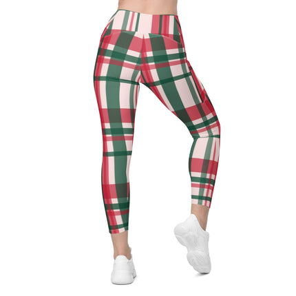 Red & Green Plaid Leggings With Pockets - Trump Tees