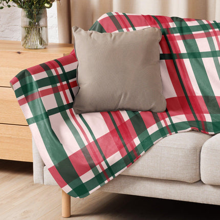 Red & Green Plaid Sherpa Blanket - Trump Tees