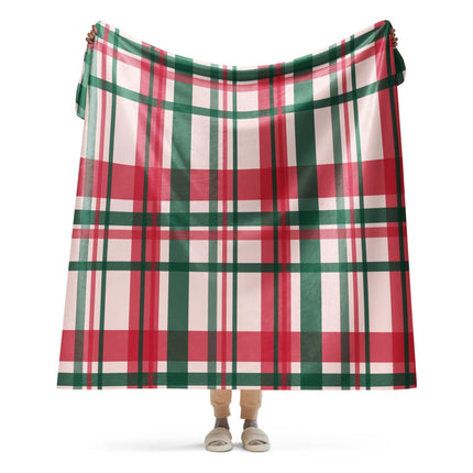 Red & Green Plaid Sherpa Blanket - Trump Tees