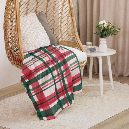 Red & Green Plaid Sherpa Blanket - Trump Tees