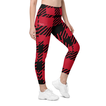 Red Plaid Leggings With Pockets - Trump Tees