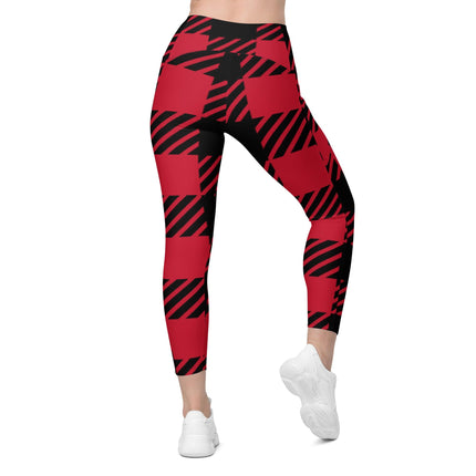 Red Plaid Leggings With Pockets - Trump Tees