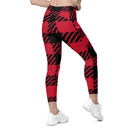 Red Plaid Leggings With Pockets - Trump Tees