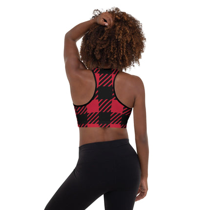 Red Plaid Padded Sports Bra - Trump Tees