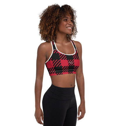 Red Plaid Padded Sports Bra - Trump Tees