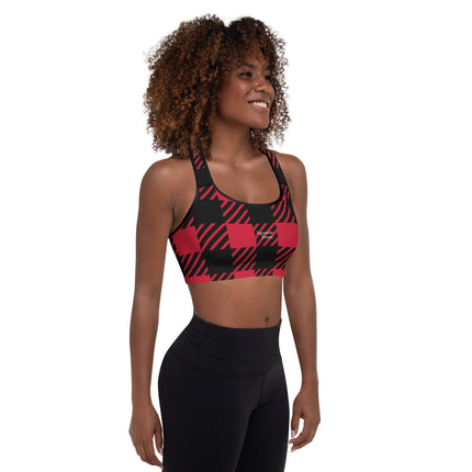 Red Plaid Padded Sports Bra - Trump Tees