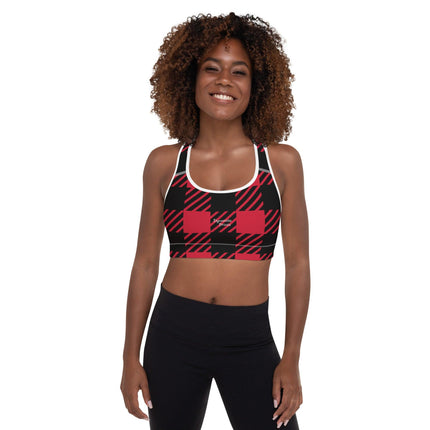 Red Plaid Padded Sports Bra - Trump Tees