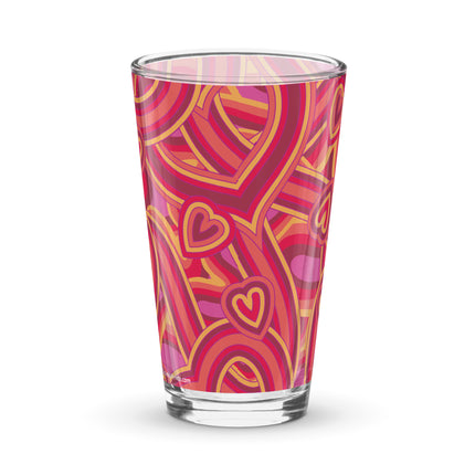 Hearts & Hearts Shaker Pint Glass