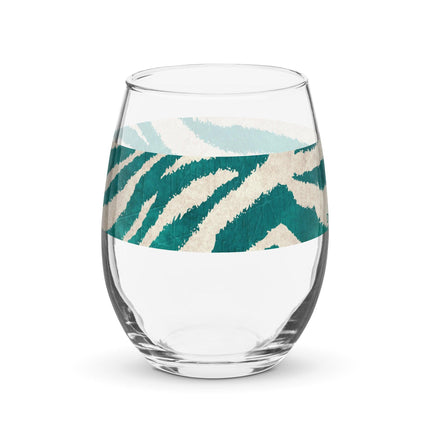 Teal Tigress Stemless Wine Glass