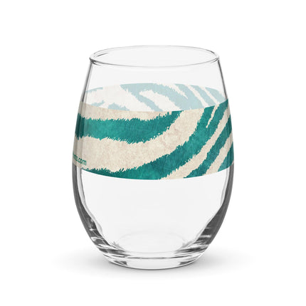 Teal Tigress Stemless Wine Glass