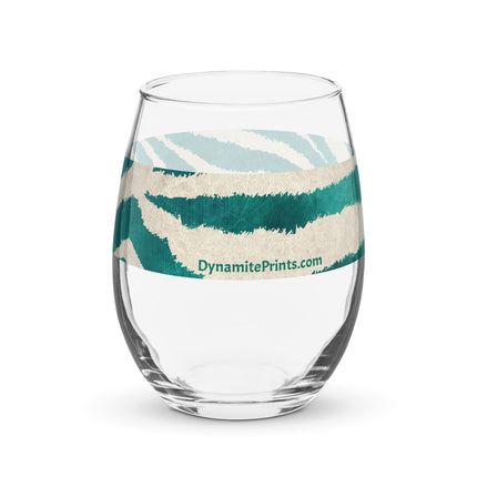 Teal Tigress Stemless Wine Glass