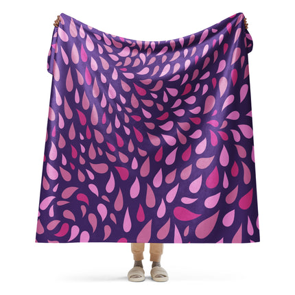 Purple Raindrops Sherpa Blanket
