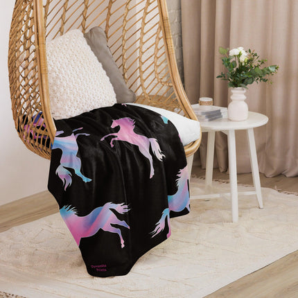 Pink Horse Sherpa Blanket