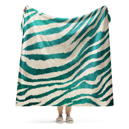 Teal Tigress Sherpa Blanket
