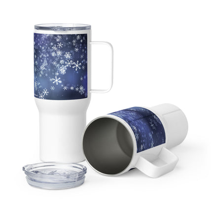 Snowflakes Travel Mug With A Handle