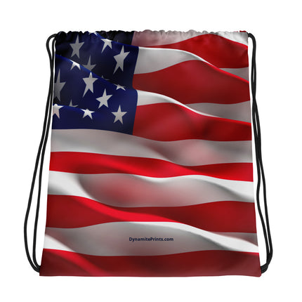 American Flag Drawstring bag