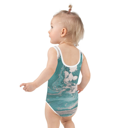 Marbled Teal Kids Swimsuit