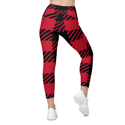 Red Plaid Leggings With Pockets