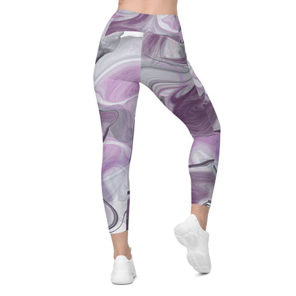 Marbled Purple Leggings With Pockets