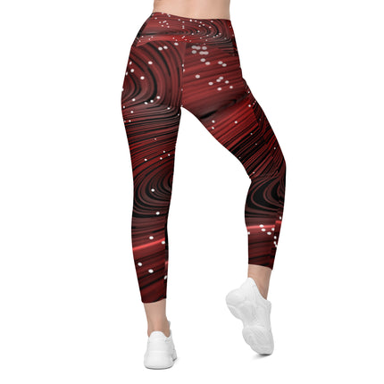 Swirled Red Leggings With Pockets