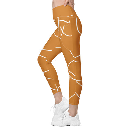 One Line Gold Leggings With Pockets