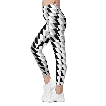 Abstract Gray Leggings With Pockets