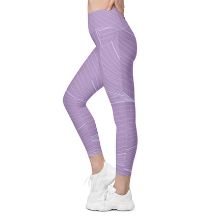 Abstract Purple Leggings With Pockets