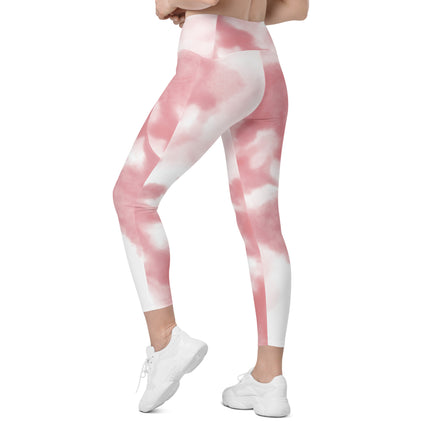 Pink Watercolor Leggings With Pockets