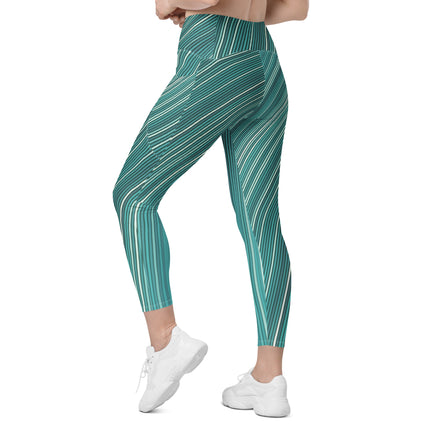 Teal Waves Leggings With Pockets