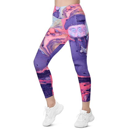 Marbled Women's Leggings With Pockets