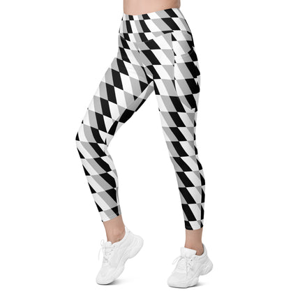 Abstract Gray Leggings With Pockets